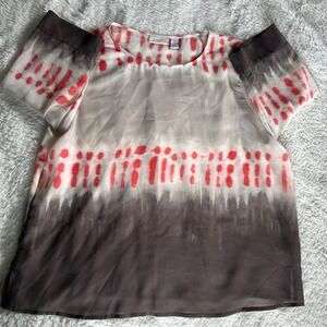 Chico's Tie-Dye Ombre Blouse Silk-Feel Size 2 (Large) Boho